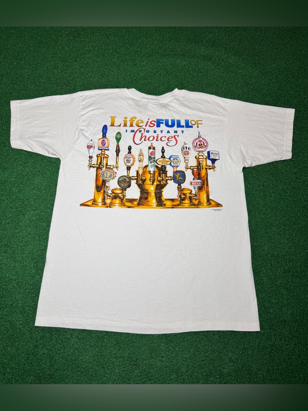 Life Is Full Of Choices Vintage 90s Draft Beer Alcohol Drinking XL T Shirt